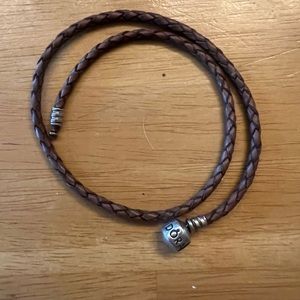 Pandora Brown Double Leather Bracelet